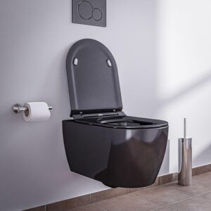 818mrLoEUL._AC_SL1500_.jpg NANO NT2039 Suspended Hollow Bottom Toilet Seat without Flange - Black - Softclose Lid Included, Toilet Seat Seat: Extra Flat