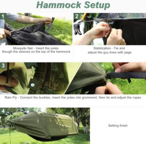 Night Cat Hamac Tente avec Moustiquaire Impermeable a l'eau pour 1 Personne Randonnee Camping dans Jardin Arriere-Cour Sauvage Vert