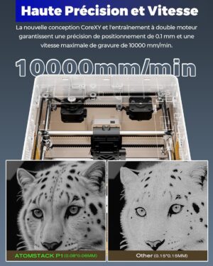 ATOMSTACK P1 Gravureuse Laser Encastree, Mini Machine a Gravurer Laser, Coupeur Laser Portable 5W, Application et Logiciel AtomStack