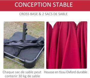 Outsunny Parasol de jardin exterieur parasol double rectangulaire 4,6L x 2,7l x 2,4H m avec ouverture fermeture manivelle, sacs de l