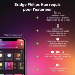 Philips Hue White Color Ambiance Projecteur Exterieur DISCOVER Aluminium Noir, fonctionne avec Alexa, Google Assistant et Apple Ho