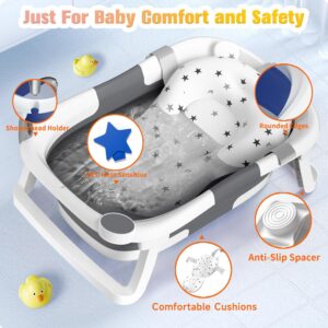 Rabb 1st Baignoire Bebe Pliable, La Baignoire Enfant Convient aux Nouveau Nes aux Tout Petits et Dispose d'un Tapis Antiderapant et