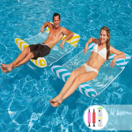 Multi Usage Flottantes Hamac, 2 Pieces Matelas Gonflable Piscine,pour Adultes Mer Plage Piscine Partie Vacances, Matelas de hamac Pi