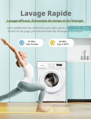COMFEE' CFE12EW90-W Lave-linge frontal 9KG, Classe energetique A, Moteur BLDC 1400 tr-min, 15 Programmes, Prelavage, Blanc Classe e
