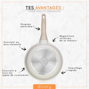 81BLAmkaLjL._AC_SL1500_.jpg DIVORY Poele 24 cm I Poignee amovible induction Revetement aluminium - Poele moyenne protege-poele - Poele a induction