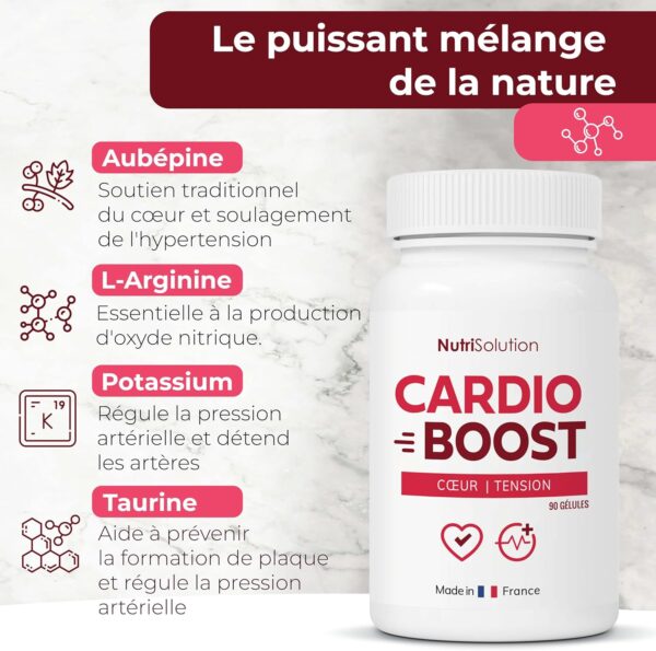 Cardio Boost : Formule Naturelle de Soutien Cardiovasculaire - Pour la Circulation, l'Energie et le Bien-Etre Cardiaque - 90 gelules