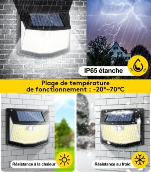 Lampe solaire extérieure détecteur de mouvement 248 LED 3 modes
