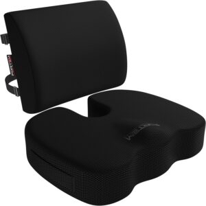 FORTEM Coussin Chaise, Coussin Lombaire, Coussin Lombaire Chaise Bureau, Coussin Memoire Forme, Antiderapant pour Assise et Dossier
