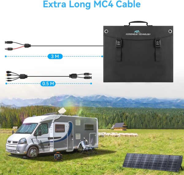 Ecosonic 200W Portable Foldable Solar Panel with Stand, USB-C PD3.0 USB-A QC3.0, MC4 Multiple Output for Power Stations, Generat