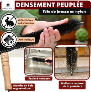 WEIDEBACH Brosse A Radiateur De 125cm De Long 75cm De Brosse en Nylon Brosse A Radiateur sans Poils d'animaux, Brosses pour Attei