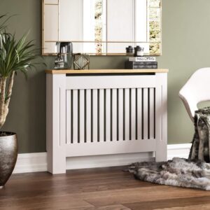 Cache-radiateur Vida Designs moderne à lattes MDF blanc