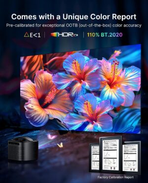 NexiGo TriVision Ultra Portable Projector 4K Tri-LED-Laser, 2600 Lumens, Grain Free, No Eye Fatigue, Dolby Vision, HDR10, 3D, DTS V