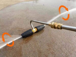 81E6nbodWHL._AC_SL1440_.jpg Tool Daily JT030 Nettoyeur de Gouttiere pour Nettoyeur Haute Pression, 2 Buses Rotatives, Raccord Rapide 14 Pouce, 3300 PSI, Acier