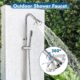 Cinwiny Kit de douche d'exterieur a montage mural en chrome poli avec douchette a main double poignees croisees avec barre coulissan
