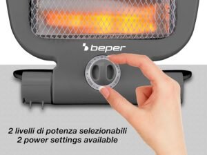 BEPER P203PAN004 Rechaud a quartz, 400800W, Chauffage rapide, 2 niveaux de puissance, 2 elements chauffants, Eco-fonction, Arret au
