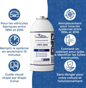 Kit recharge clim voiture R134a EasyKlima avec manomètre