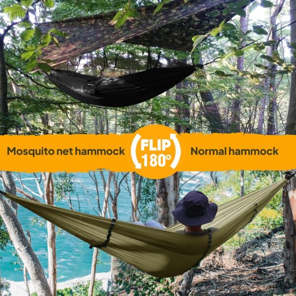NatureFun Hamac ultra-leger de voyage Camping 300 kg Capacite de charge,(275 x 140 cm) respirante, nylon a parachute a sechage rap