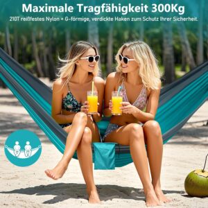 PHYSEN Hamac de Camping avec Moustiquaire, Hamac d'exterieur 2 Personnes,300 kg Capacite de Charge hamac, Ultra-leger Nylon a Parach