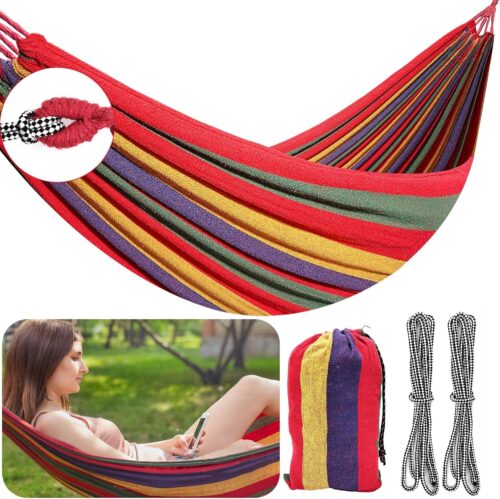 FORYNXHWIN Hamac de Camping, Hamac d'exterieur 190 x 100 cm, Capacite de Charge Maximale de 150 kg pour Les Voyages, Le Jardin et la
