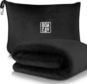 BOACAY Couverture de Voyage Douce et Chaude pour Avion et Voiture - Essentiel pour Les Longs Vols pour Femmes, Hommes, Enfants - Ore