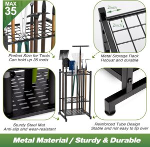 Garden Tool Organizer for Garage - Holds 35 Long Tools