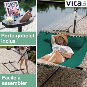 81GIBd9UJlL._AC_SL1500_.jpg Hamac VITA5 avec support et table - 2 places d'extérieur