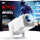 WOLFANG 4K Video ProjectorBuilt-in App Official Netflix, 26000 Lumen Projector with WiFi 6, 50 Zoom, 180 Rotation Mini Project