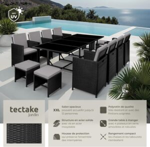 81GUrUna0AL._AC_SL1500_.jpg Salon de jardin en résine tressée TecTake 8 chaises table