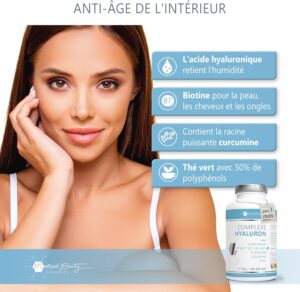 81GgSrNzQxL._AC_SL1500_.jpg 180 Gelules d'Acide Hyaluronique haute dose avec Zinc - 600mg Hyaluron avec Curcumine et Extrait de The Vert Capsules d'Hyaluron v