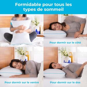 Linenspa 40 x 60 cm Oreiller en flocons de mousse a memoire de forme - paquet de 2, Blanc