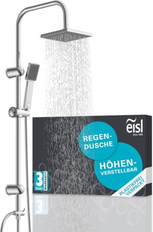 EISL EASY ENERGY DX12004-A Shower Column, Shower Column without Taps, 2 in 1 with Large Rain Shower and Rain Column Shower without T