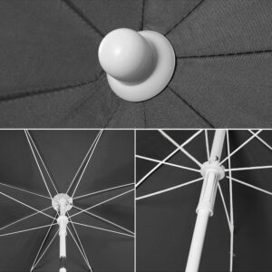 Sekey Parasol de Jardin 160 cm GRS Certifie Reglable en Hauteur Inclinaison, UPF50 avec Polyester Recycle Impermeable 8 Balei