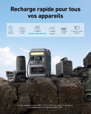 Anker SOLIX C300 Portable Power Station, 288Wh LiFePO4 Battery, 300W Solar Generator (Peak 600W), 140W Bilateral Charging, Camping,