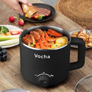 Vocha Multicuiseur Electrique, petite marmite electrique en acier inoxydable 1,6 L, hot pot electrique portable pour chambre d'etudi