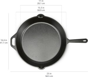 Amazon Basics Poele a frire en fonte pre-enduite, 38.9 cm, Noir