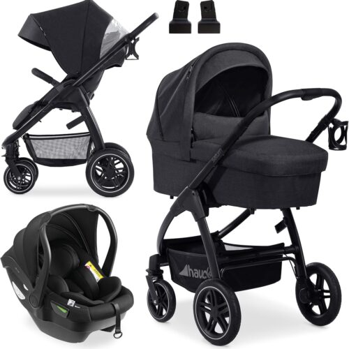hauck Poussette 3 en 1 Saturn R Inclus Siege Auto Bebe, Nacelle Bebe, Siege Reversible Inclinable Des la Naissance jusqu'a 22 kg