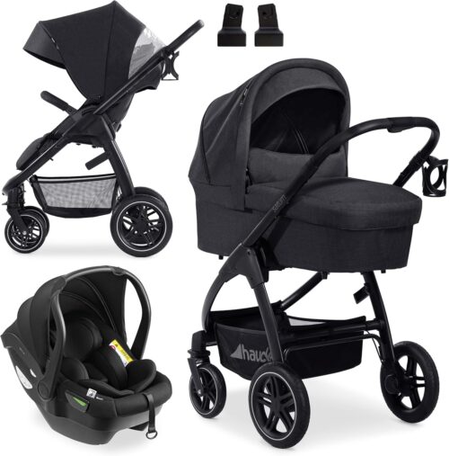 hauck Poussette 3 en 1 Saturn R Inclus Siege Auto Bebe, Nacelle Bebe, Siege Reversible Inclinable Des la Naissance jusqu'a 22 kg