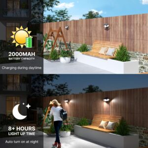 Lot de 2 Lampes Solaires Exterieur Puissante - 304LED Projecteur Lumiere Solaire Exterieure avec Detecteur de Mouvement, 3000LM, 3