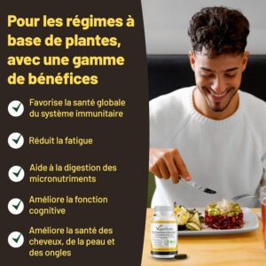 Multivitamines et mineraux vegan Source renforcee de vitamine C, vitamine k2, B12 et fer - 180 pilules vegan multivitamines. 6 moi