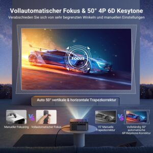 Auto Focus Keystone 4K Bluetooth WiFi Projector 25000 Lumens FHD 1080P, Supported, WiFi Overhead Projector 6 Stretched Saddle Ho