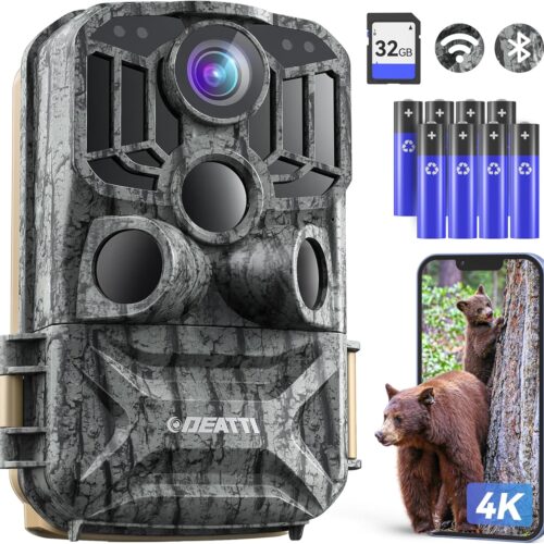 81JtXLmtUYL._AC_SL1500_.jpg DEATTI 4K 48MP HD Hunting Camera for Telephone, WiFi Camera Infrared Night Vision Animals Camera Trap Camera, 120IP66, 32GB Card a