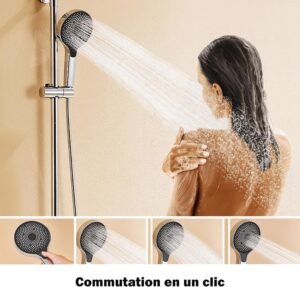 Colonne de douche Auralum réglable 1-1,4m mitigeur 3 jets