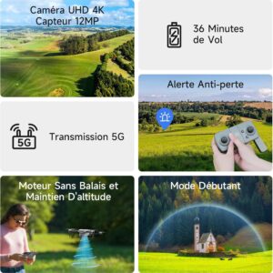 Ameta Drone avec Camera 4K UHD pour Adulte, S20 Lite Moteur Sans Balais FPV Mini Drone pour Debutant et Enfant avec Vol de 36min, Ma