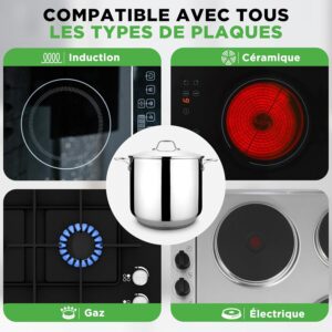 81KrFwkTemL._AC_SL1500_.jpg Marmite inox 14 litres Nutrichef 18/8 tous feux induction