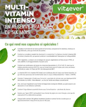 Multivitamines A-Z, 365 gélules, 26 bioactives, haute dose