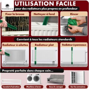 Brosse à radiateur WEIDEBACH 125/110cm microfibre sans poils