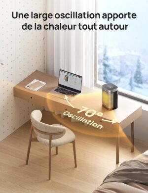 81Lgu-FgsQL._AC_SL1500_.jpg Dreo Chauffage d'appoint Atom One, Oscillant sur 70, Electrique, Radiateur ceramique PTC avec thermostat, Minuterie 1-12 h, Telecom