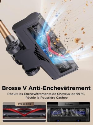 Proscenic P11 Ultra Aspirateur Balai sans Fil,50kPa 50Mins 500W Aspirateur sans Fil Puissant,Brosse Anti-Emmelement,telescopique Le