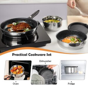 Set casseroles induction 7 pcs ROSSETTO poignées amovibles
