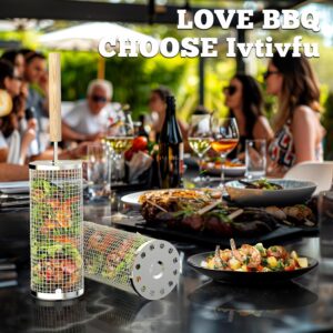 Ensemble de Paniers a Barbecue Emboitables, Poignee Amovible, Acier Inoxydable 304, Accessoires Barbecue a Legumes et Crevettes, Bar